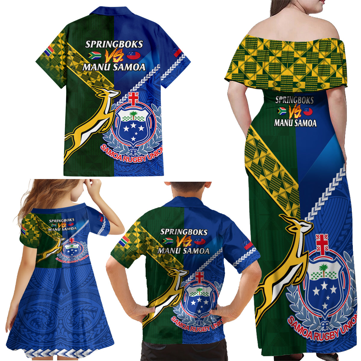 samoa-and-south-africa-rugby-family-matching-off-shoulder-maxi-dress-and-hawaiian-shirt-2023-world-cup-manu-samoa-with-springboks