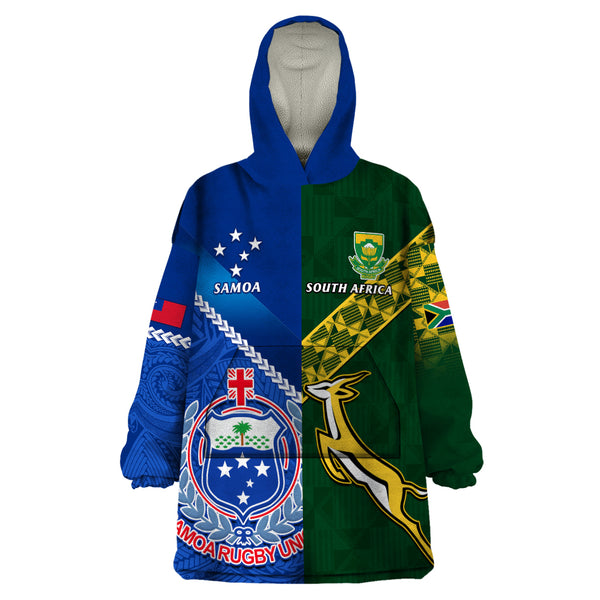 Custom France And Australia Rugby Wearable Blanket Hoodie 2023 World Cup Le Bleus Wallabies Together LT14 main image 1