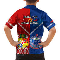 Samoa And Tonga Rugby Family Matching Off Shoulder Short Dress and Hawaiian Shirt 2023 World Cup Manu Samoa With Ikale Tahi LT14 - Polynesian Pride
