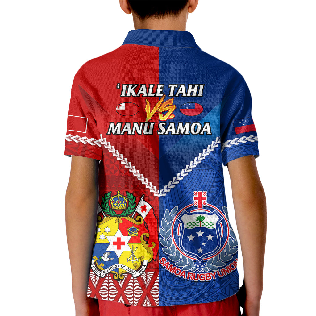 Samoa And Tonga Rugby Kid Polo Shirt 2023 World Cup Manu Samoa With Ikale Tahi LT14 - Polynesian Pride