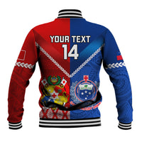 Custom Samoa And Tonga Rugby Baseball Jacket 2023 World Cup Manu Samoa With Ikale Tahi LT14 - Polynesian Pride