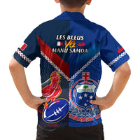 Samoa And France Rugby Family Matching Puletasi Dress and Hawaiian Shirt 2023 World Cup Manu Samoa With Les Bleus LT14 - Polynesian Pride