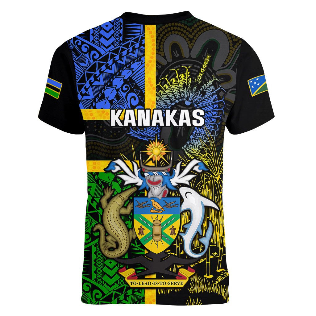 South Sea Islanders Women V Neck T Shirt Kanakas With Solomon Islands Coat Of Arms LT14 - Polynesian Pride