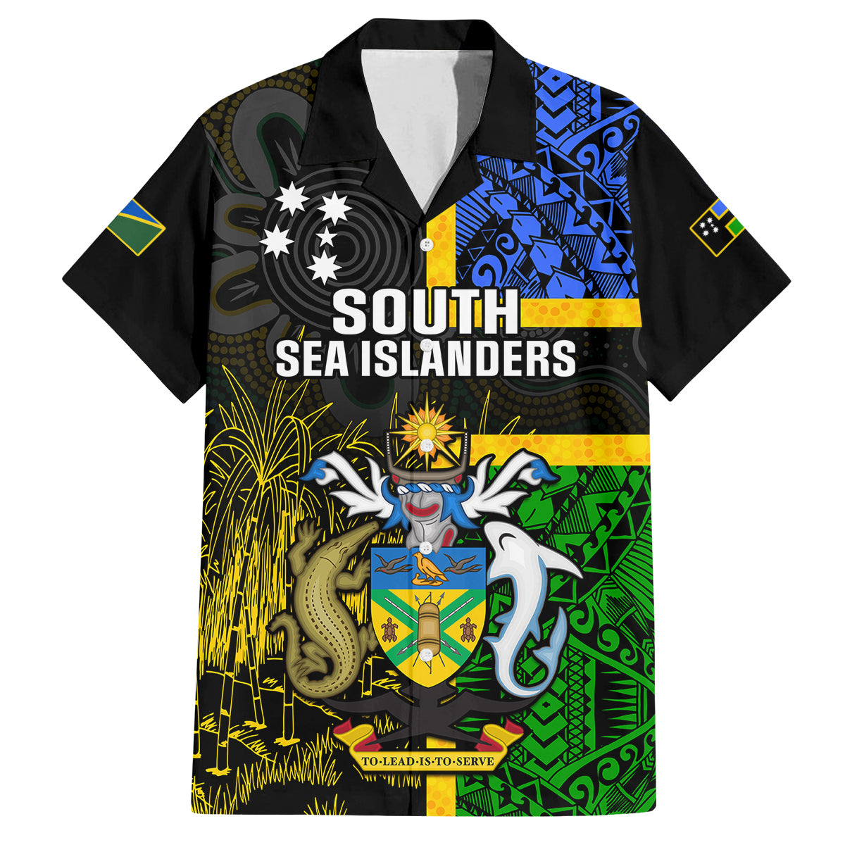 personalised-south-sea-islanders-family-matching-long-sleeve-bodycon-dress-and-hawaiian-shirt-kanakas-with-solomon-islands-coat-of-arms