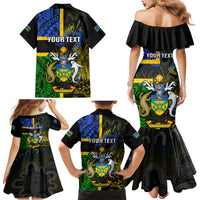 personalised-south-sea-islanders-family-matching-mermaid-dress-and-hawaiian-shirt-kanakas-with-solomon-islands-coat-of-arms