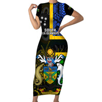 personalised-south-sea-islanders-family-matching-short-sleeve-bodycon-dress-and-hawaiian-shirt-kanakas-with-solomon-islands-coat-of-arms