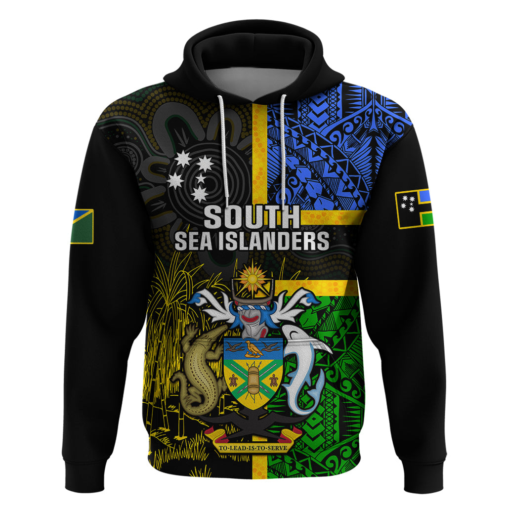 Personalised South Sea Islanders Hoodie Kanakas With Solomon Islands Coat Of Arms LT14 Black - Polynesian Pride