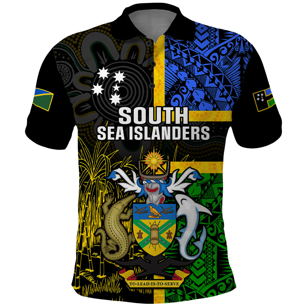 Personalised South Sea Islanders Polo Shirt Kanakas With Solomon Islands Coat Of Arms LT14 Black - Polynesian Pride