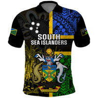Personalised South Sea Islanders Polo Shirt Kanakas With Solomon Islands Coat Of Arms LT14 Black - Polynesian Pride