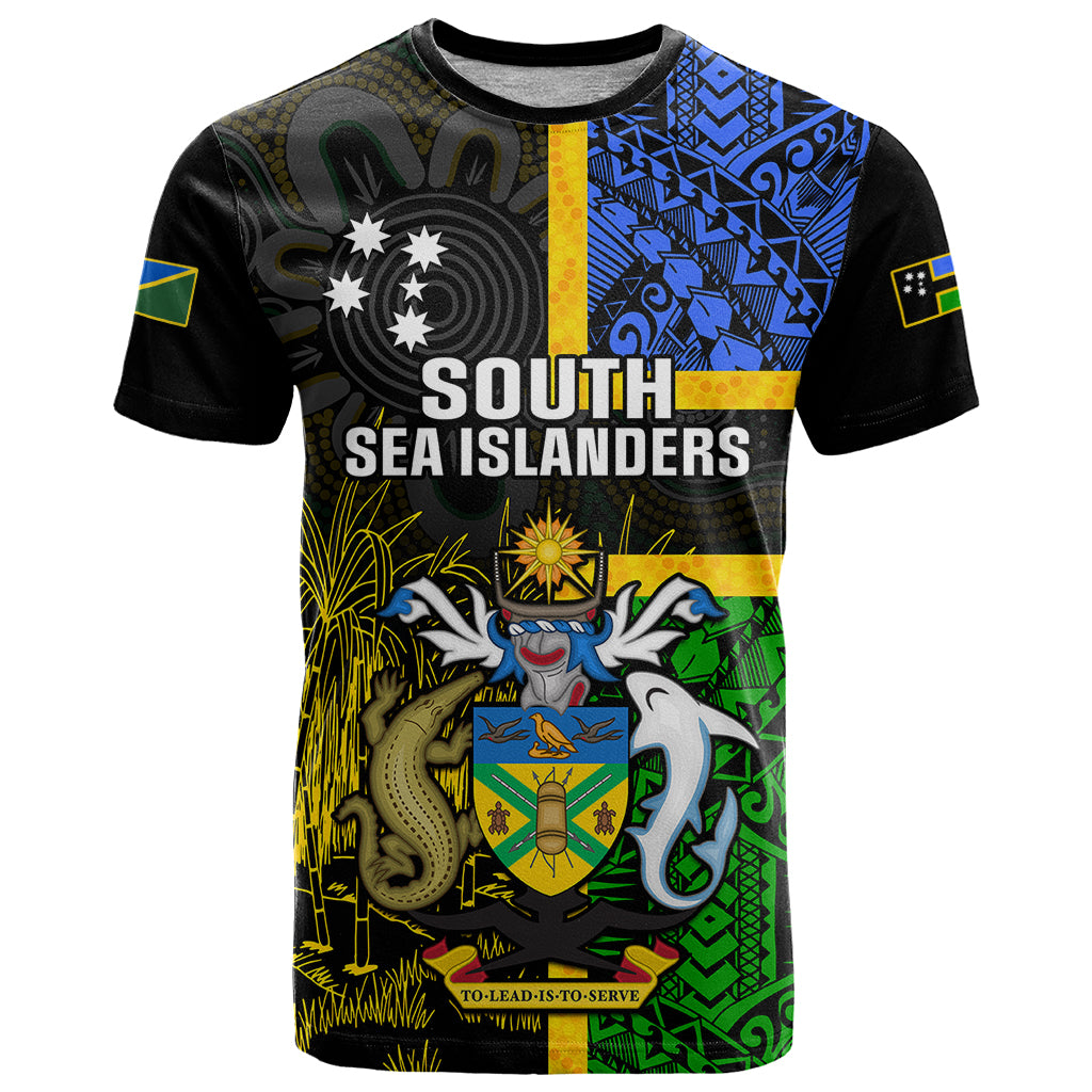 Personalised South Sea Islanders T Shirt Kanakas With Solomon Islands Coat Of Arms LT14 Black - Polynesian Pride
