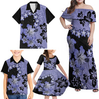 Purple Hawaii Family Matching Off Shoulder Maxi Dress and Hawaiian Shirt Tapa Cloth Mix Tropical Flowers Pastel Vibes LT14 - Polynesian Pride