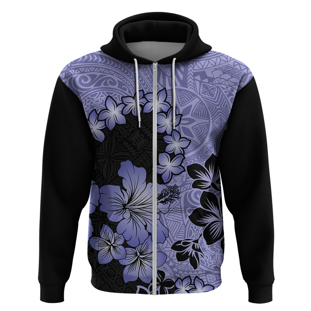Purple Hawaii Hoodie Tapa Cloth Mix Tropical Flowers Pastel Vibes LT14 - Polynesian Pride
