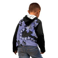Purple Hawaii Kid Hoodie Tapa Cloth Mix Tropical Flowers Pastel Vibes LT14 - Polynesian Pride