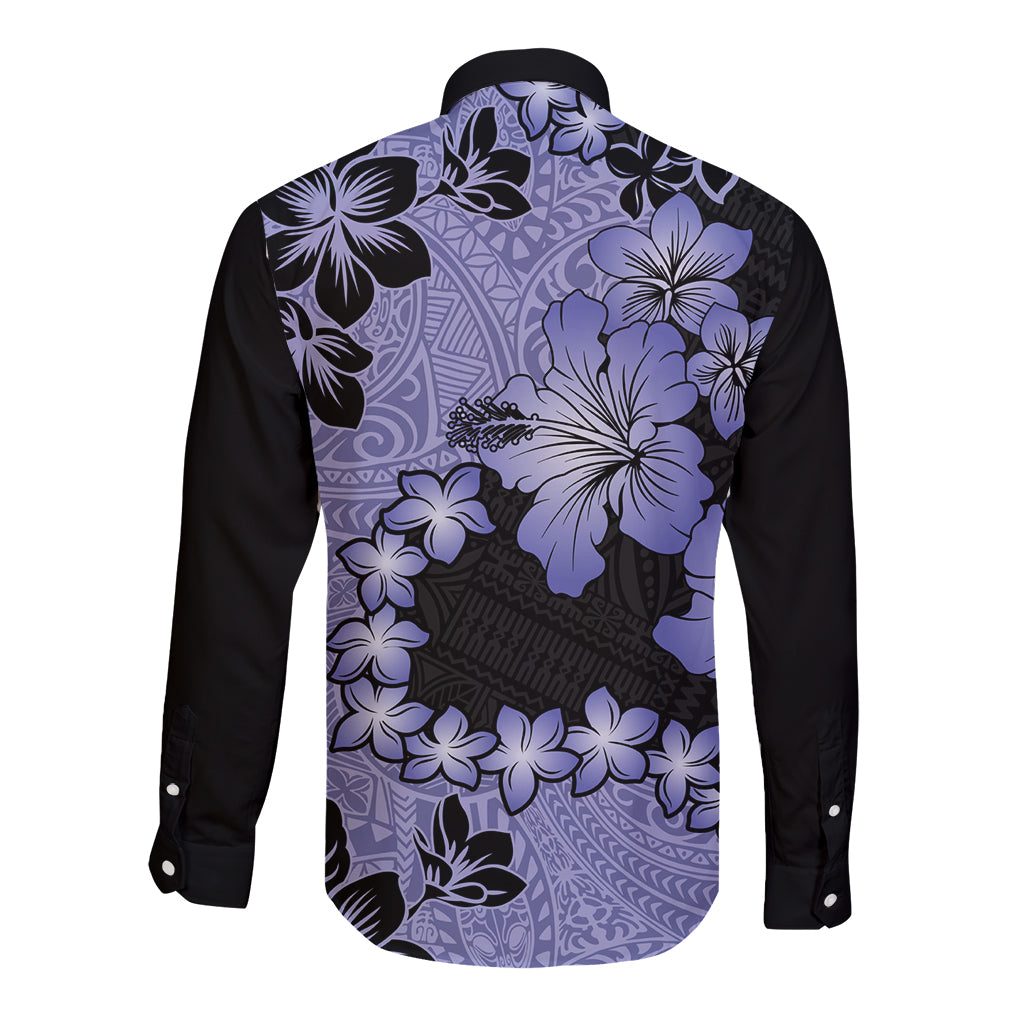 Purple Hawaii Long Sleeve Button Shirt Tapa Cloth Mix Tropical Flowers Pastel Vibes LT14 - Polynesian Pride