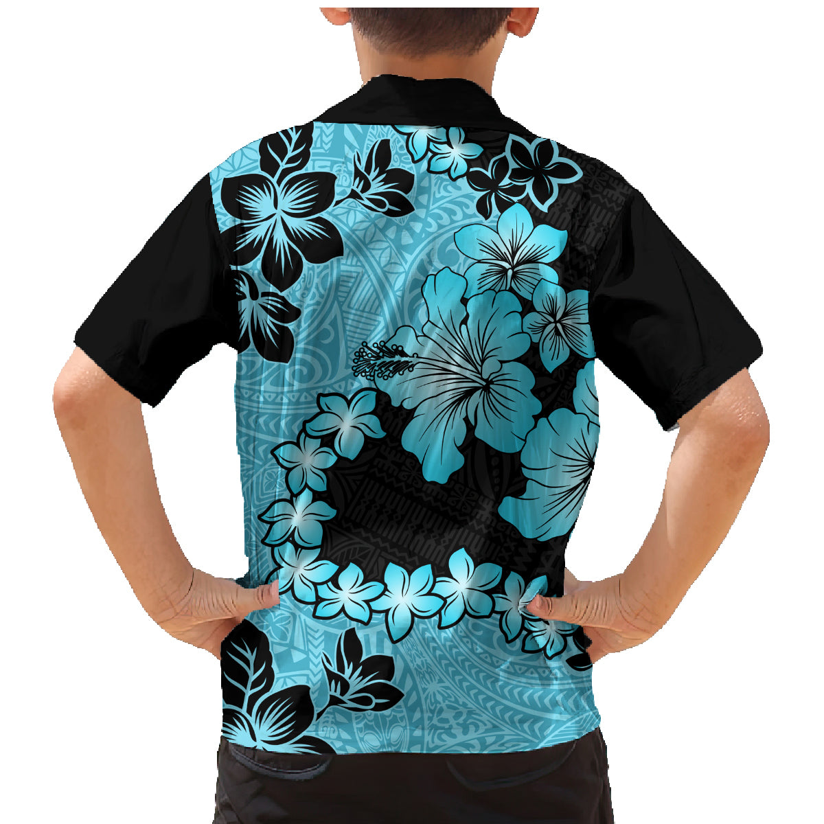 Blue Hawaii Family Matching Mermaid Dress and Hawaiian Shirt Tapa Cloth Mix Tropical Flowers Pastel Vibes LT14 - Polynesian Pride