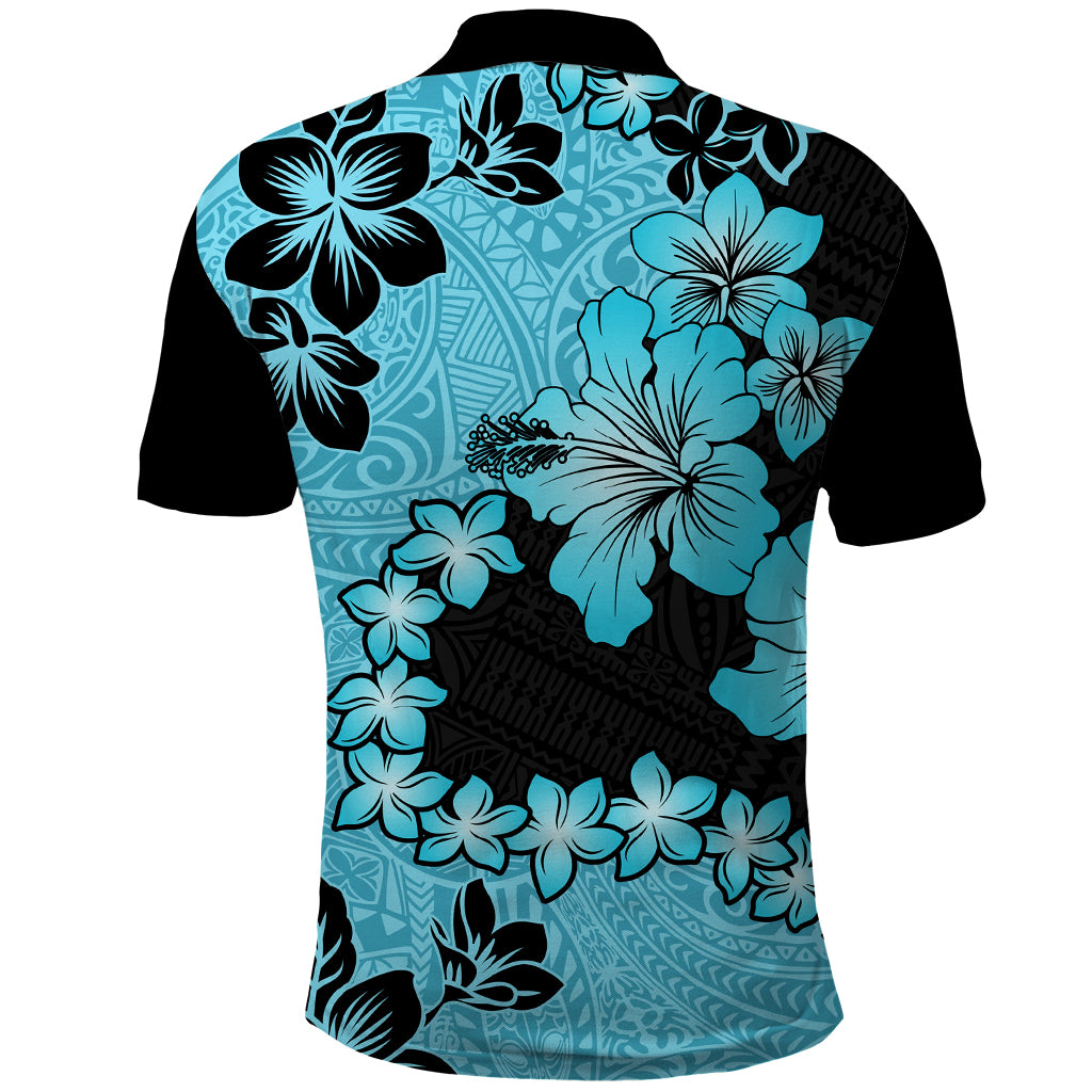 Blue Hawaii Polo Shirt Tapa Cloth Mix Tropical Flowers Pastel Vibes LT14 - Polynesian Pride