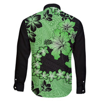 Green Hawaii Family Matching Off Shoulder Maxi Dress and Hawaiian Shirt Tapa Cloth Mix Tropical Flowers Pastel Vibes LT14 - Polynesian Pride