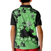 Green Hawaii Kid Polo Shirt Tapa Cloth Mix Tropical Flowers Pastel Vibes LT14 - Polynesian Pride