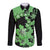 Green Hawaii Long Sleeve Button Shirt Tapa Cloth Mix Tropical Flowers Pastel Vibes LT14 Unisex Green - Polynesian Pride