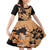 Orange Hawaii Family Matching Long Sleeve Bodycon Dress and Hawaiian Shirt Tapa Cloth Mix Tropical Flowers Pastel Vibes LT14 Daughter's Dress Orange - Polynesian Pride