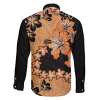 Orange Hawaii Family Matching Long Sleeve Bodycon Dress and Hawaiian Shirt Tapa Cloth Mix Tropical Flowers Pastel Vibes LT14 - Polynesian Pride
