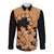 Orange Hawaii Long Sleeve Button Shirt Tapa Cloth Mix Tropical Flowers Pastel Vibes LT14 Unisex Orange - Polynesian Pride