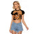 Orange Hawaii Raglan Cropped T Shirt Tapa Cloth Mix Tropical Flowers Pastel Vibes LT14 Female Orange - Polynesian Pride