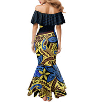 Polynesia Fabric Family Matching Mermaid Dress and Hawaiian Shirt Polynesian Tribal With Frangipani Flowers LT14 - Polynesian Pride