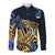 Polynesia Fabric Long Sleeve Button Shirt Polynesian Tribal With Frangipani Flowers LT14 Unisex Blue - Polynesian Pride