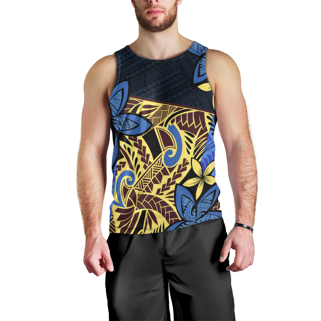 Polynesia Fabric Men Tank Top Polynesian Tribal With Frangipani Flowers LT14 - Polynesian Pride