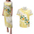 Gold And White Polynesia Plumeria Couples Matching Puletasi and Hawaiian Shirt Curves Tropical Vibes