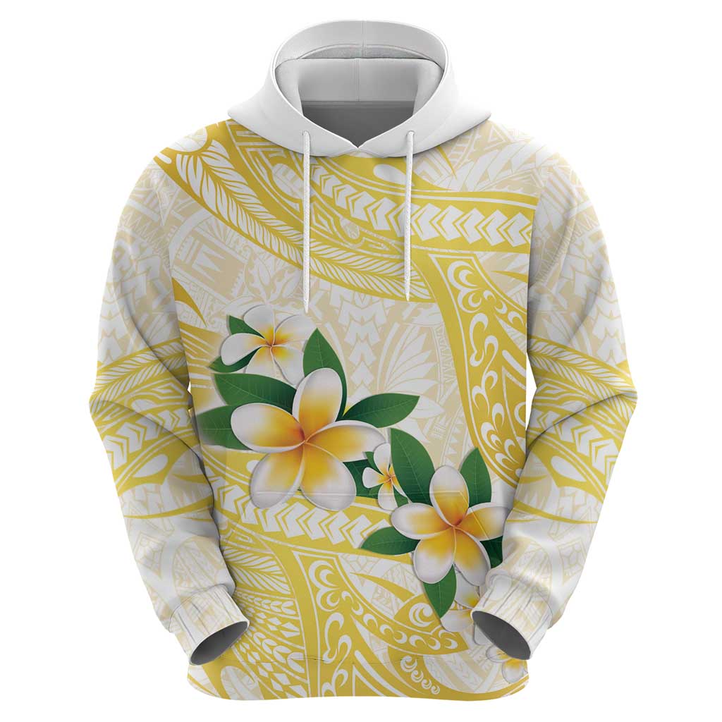 Gold And White Polynesia Plumeria Hoodie Curves Tropical Vibes