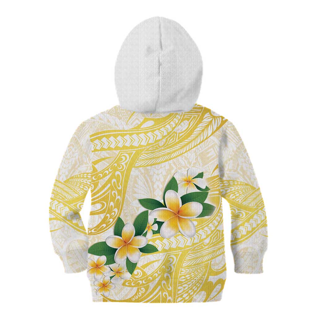Gold And White Polynesia Plumeria Kid Hoodie Curves Tropical Vibes