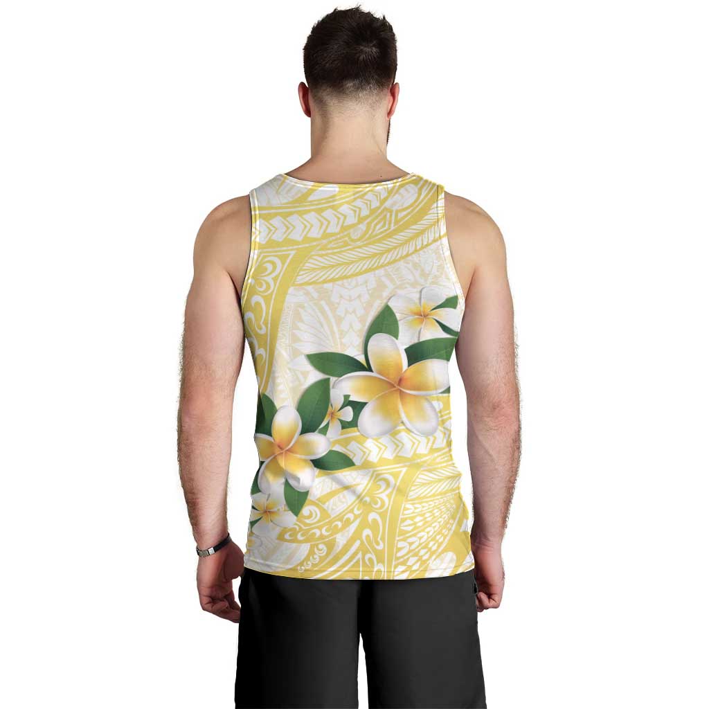 Gold And White Polynesia Plumeria Men Tank Top Curves Tropical Vibes