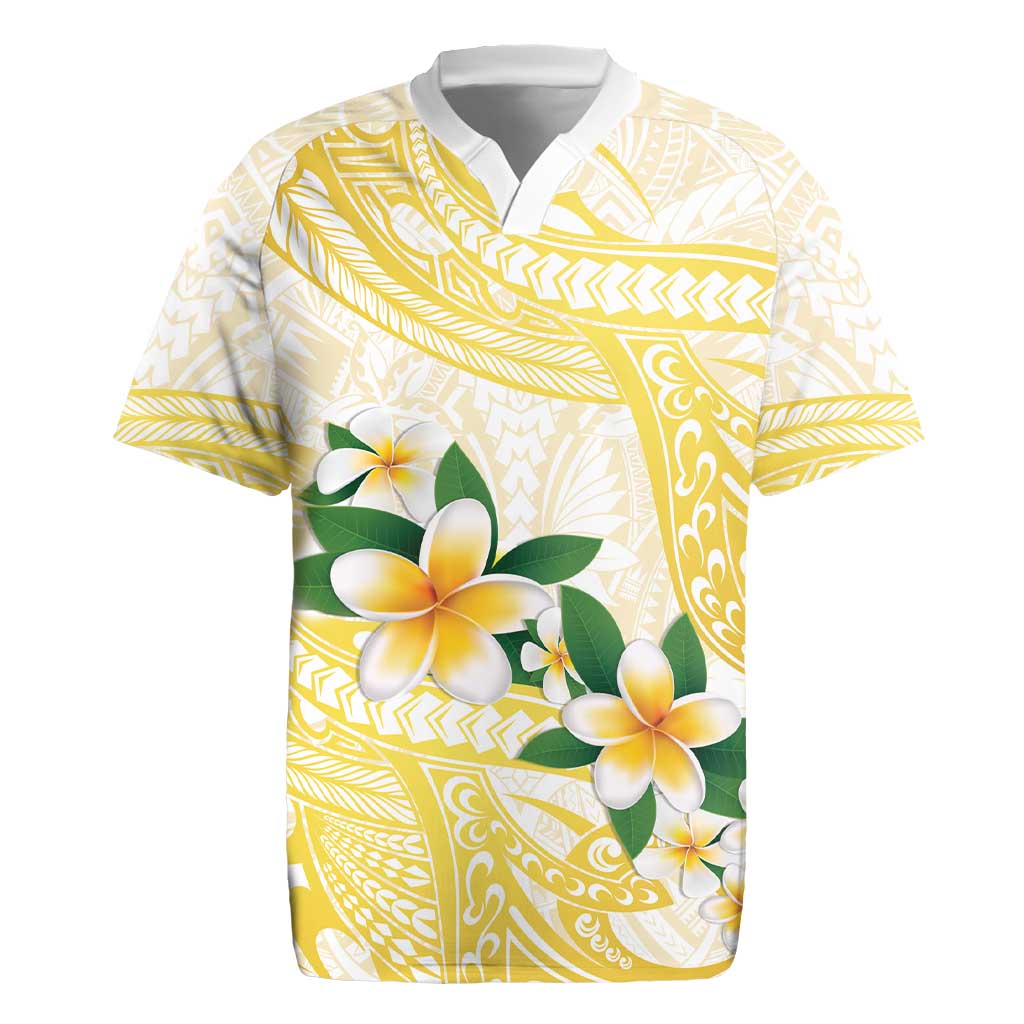 Gold And White Polynesia Plumeria Rugby Jersey Curves Tropical Vibes