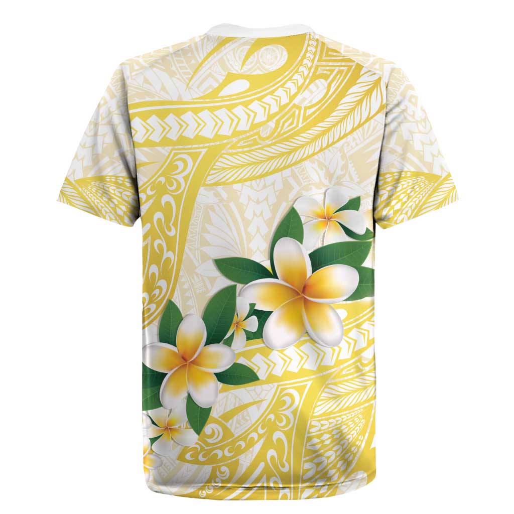 Gold And White Polynesia Plumeria Rugby Jersey Curves Tropical Vibes