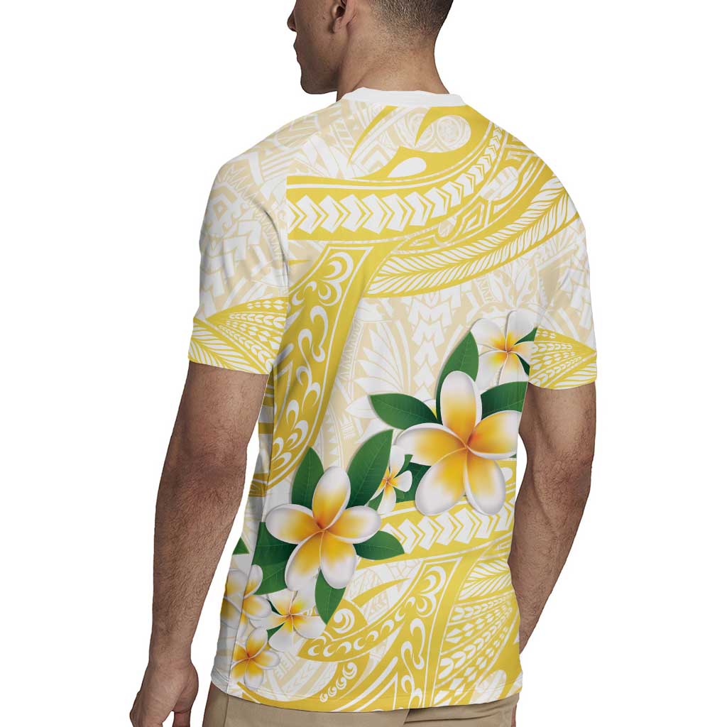 Gold And White Polynesia Plumeria Rugby Jersey Curves Tropical Vibes