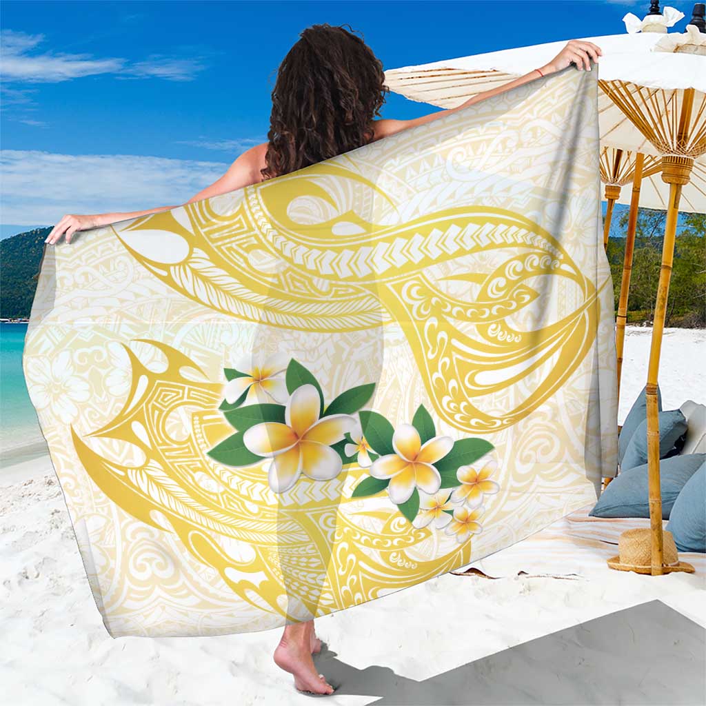 Gold And White Polynesia Plumeria Sarong Curves Tropical Vibes LT14 One Size 44 x 66 inches Gold - Polynesian Pride