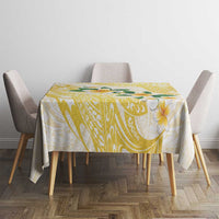 Gold And White Polynesia Plumeria Tablecloth Curves Tropical Vibes