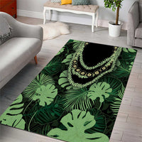Green Hawaii Kukui Nut Lei Area Rug Hawaiian Pattern Monstera Tropical Vibes - Polynesian Pride