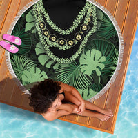 Green Hawaii Kukui Nut Lei Beach Blanket Hawaiian Pattern Monstera Tropical Vibes - Polynesian Pride