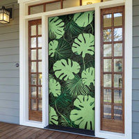 Green Hawaii Kukui Nut Lei Door Cover Hawaiian Pattern Monstera Tropical Vibes - Polynesian Pride