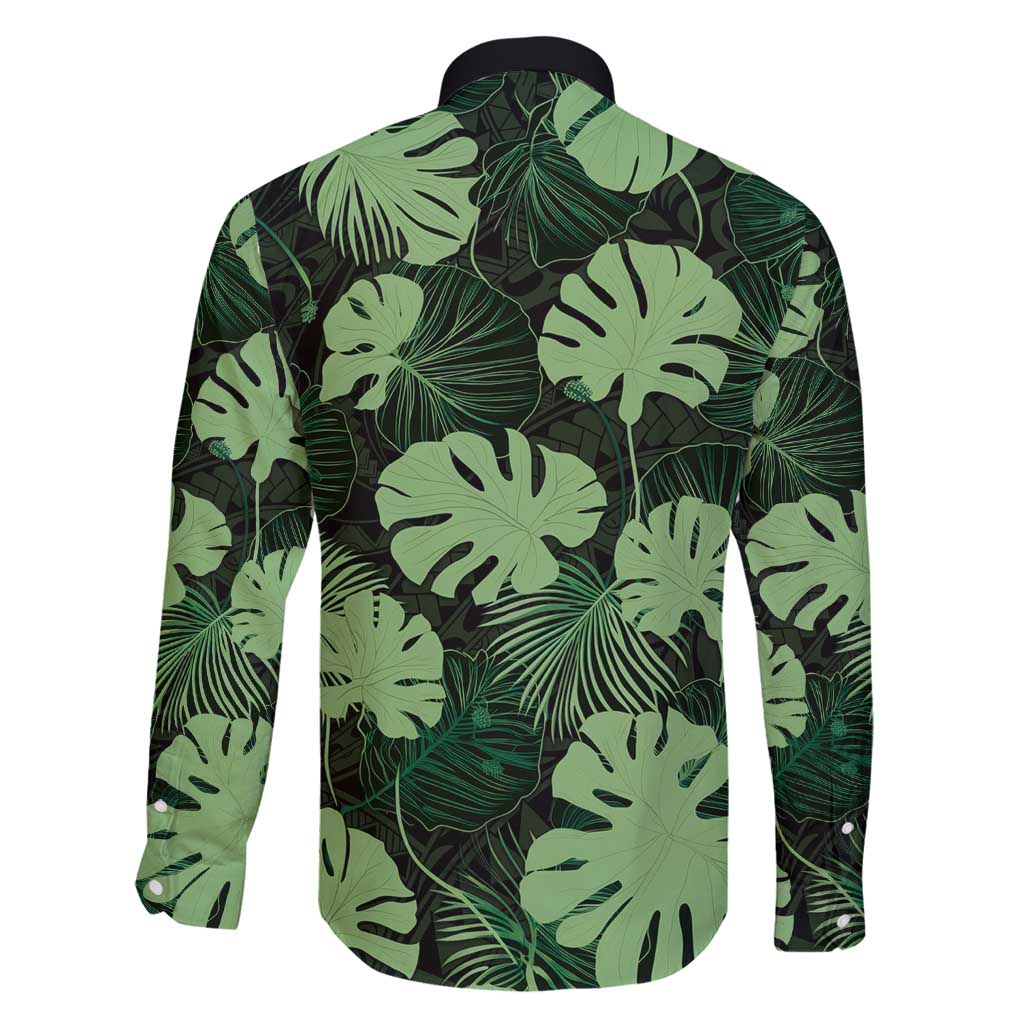 Green Hawaii Kukui Nut Lei Family Matching Off Shoulder Short Dress and Hawaiian Shirt Hawaiian Pattern Monstera Tropical Vibes - Polynesian Pride