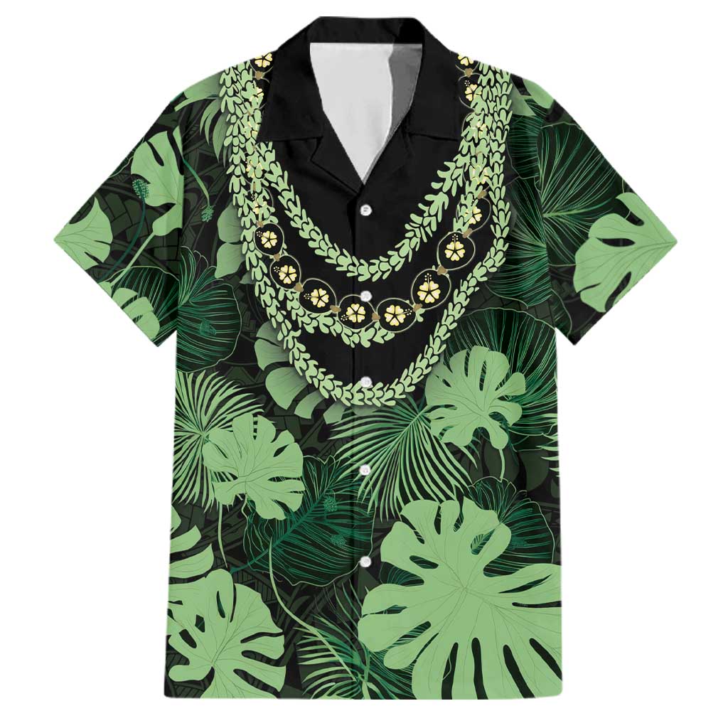 Green Hawaii Kukui Nut Lei Family Matching Puletasi and Hawaiian Shirt Hawaiian Pattern Monstera Tropical Vibes - Polynesian Pride
