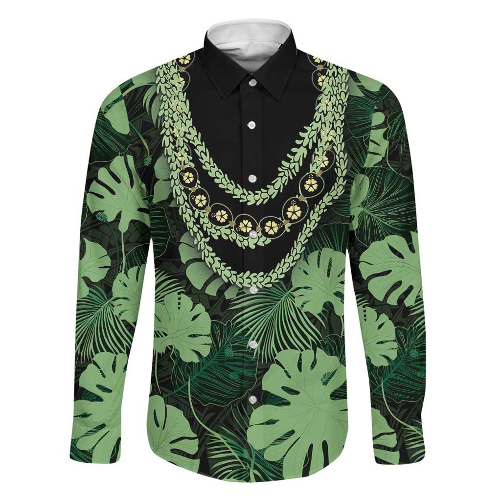 Green Hawaii Kukui Nut Lei Family Matching Puletasi and Hawaiian Shirt Hawaiian Pattern Monstera Tropical Vibes - Polynesian Pride