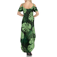 Green Hawaii Kukui Nut Lei Family Matching Summer Maxi Dress and Hawaiian Shirt Hawaiian Pattern Monstera Tropical Vibes - Polynesian Pride