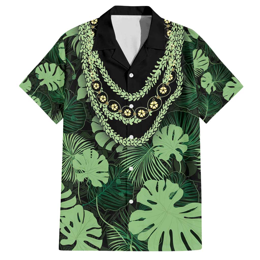 Green Hawaii Kukui Nut Lei Family Matching Tank Maxi Dress and Hawaiian Shirt Hawaiian Pattern Monstera Tropical Vibes - Polynesian Pride