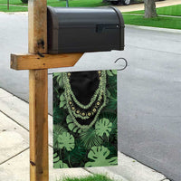 Green Hawaii Kukui Nut Lei Garden Flag Hawaiian Pattern Monstera Tropical Vibes - Polynesian Pride