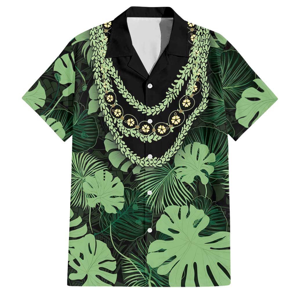 Green Hawaii Kukui Nut Lei Hawaiian Shirt Hawaiian Pattern Monstera Tropical Vibes - Polynesian Pride