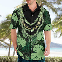 Green Hawaii Kukui Nut Lei Hawaiian Shirt Hawaiian Pattern Monstera Tropical Vibes - Polynesian Pride